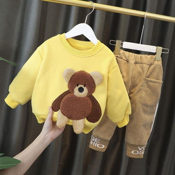 

infant girls clothes toddler boys set thicken winter outfits cartoon cute warm plus velvet for baby kids suit 1 2 3 4 years, White