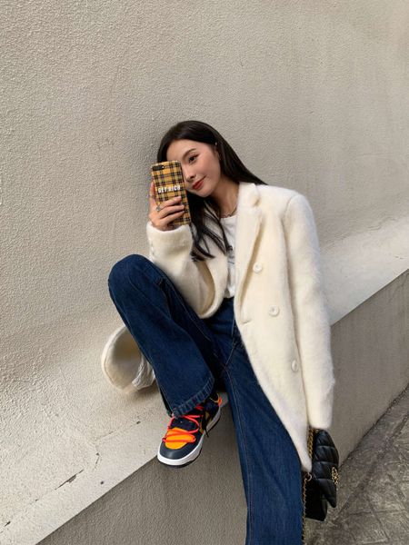 

mujinlu winter coat, White;black