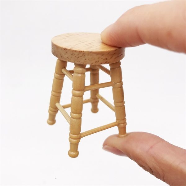 

1: 12 dollhouse high bar counter kitchen table wooden round stool handmade design crsm