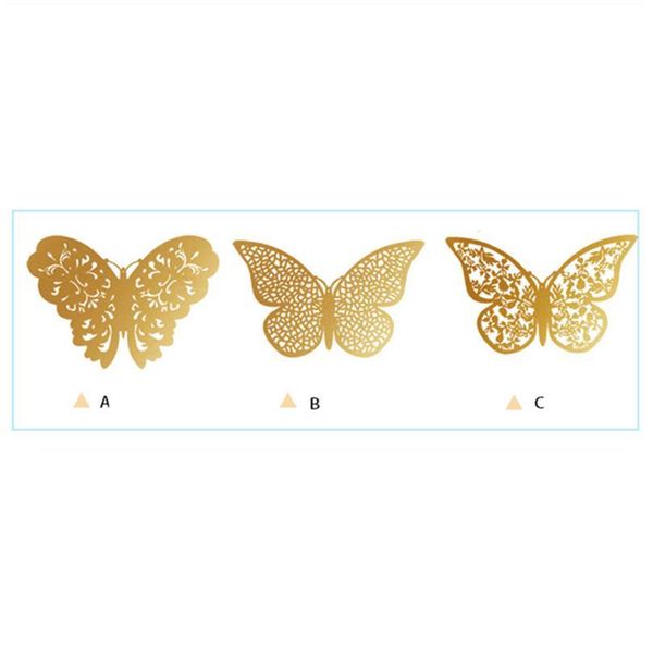 

new 12pcs/set 3d hollow golden butterfly wall stickers for home fridge decoration wall decor butterfly de bbyhwo
