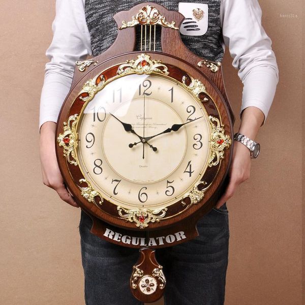 

vintage european clock wall clock wall art wood large personality mute creative modern pendulum 50wc0661