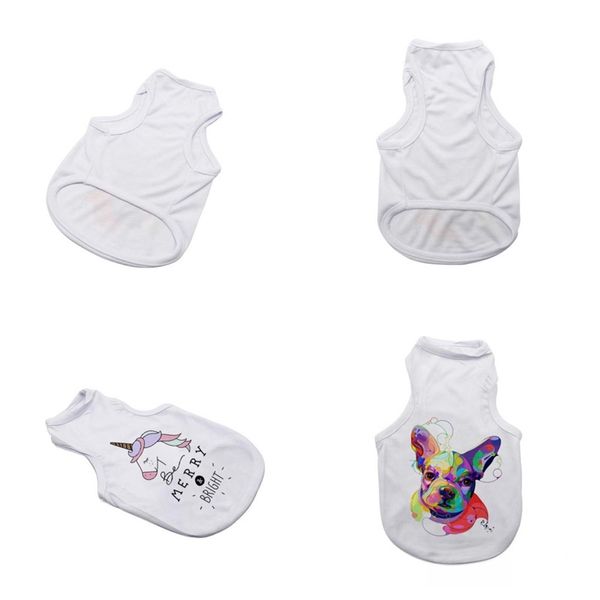 

sublimation blank dogs vest clothes 3 sizes polyester fiber sleeveless diy dog puppy t shirt pets apparel diy white 10 5ex m2