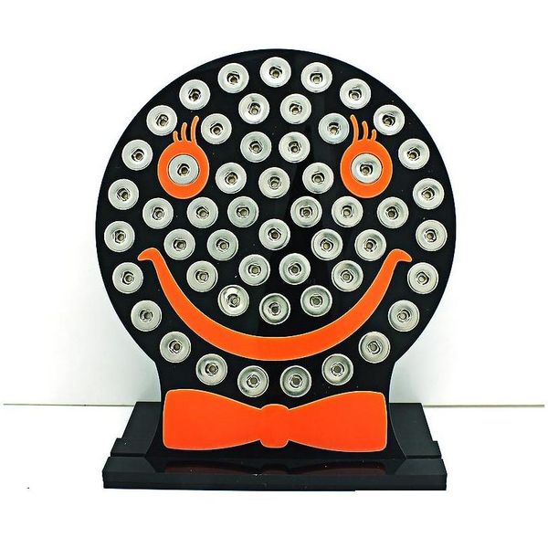 

new arrival 12mm snap button display stands fashion cute smiling face black acrylic interchangeable jewelry display board r0mvv