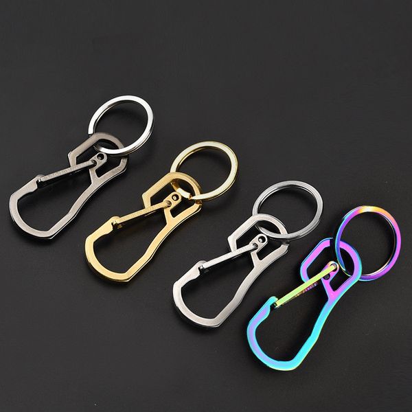

duty gold stainless keychain black steel carabiner heavy car key chains for men and women fashion jewelry will and sandy, Slivery;golden