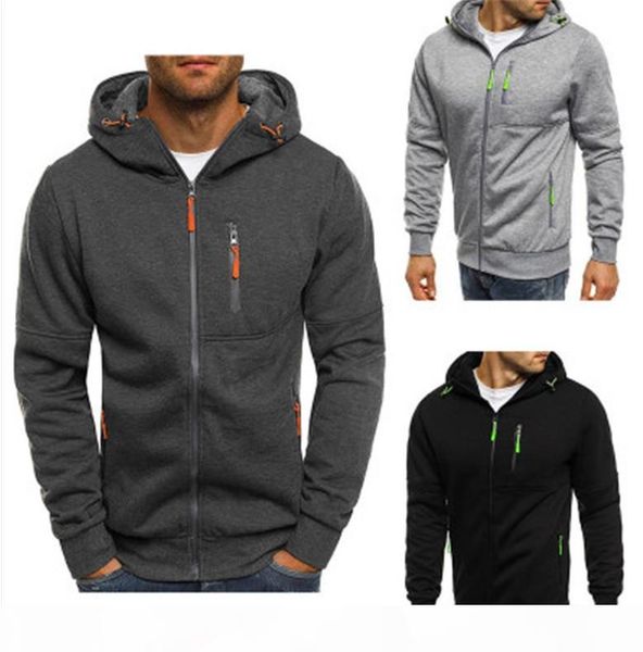 

толстовки мужчины мода толстовки мужчины личности молния толстовка мужской капюшовый трексуит хип-хоп осень зима толстовка, Black