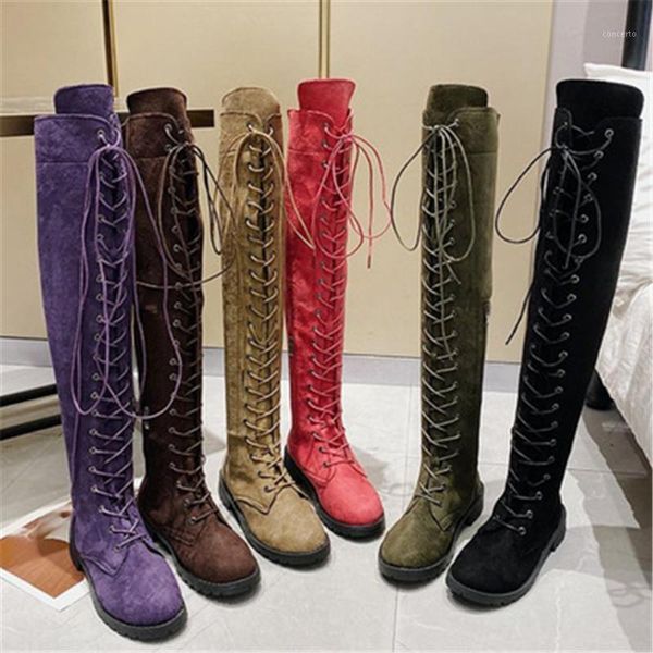 

autumn winter woman over knee boots flat heel woman long boots fashion sweet daily footwear size 34-43 black purple1