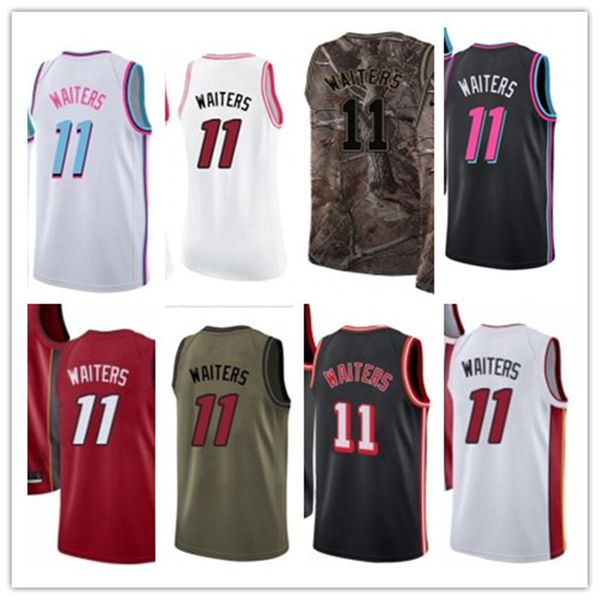 

custom 2021 style jerseys black white green army green 11 dion waiters basketball jersey ing, Black;red