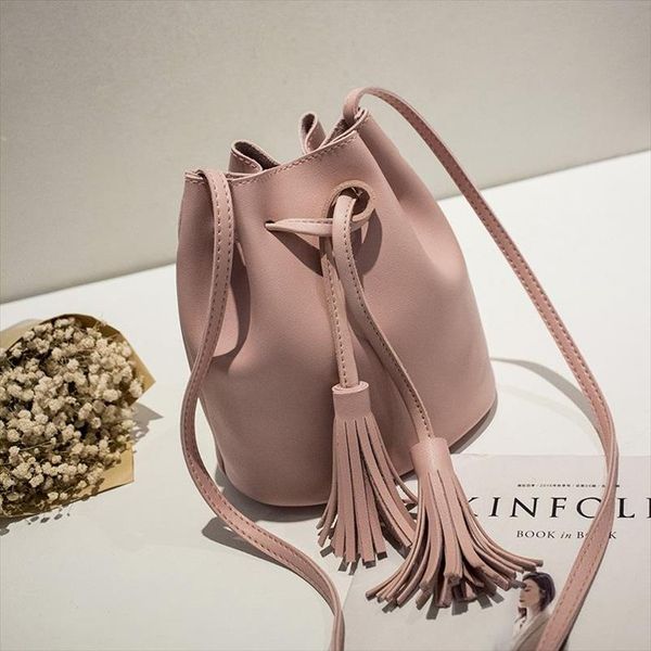

drawstring buckets bag for women 2020 single style shoulder messenger bags solid color totes handbags clutch pouch female bags