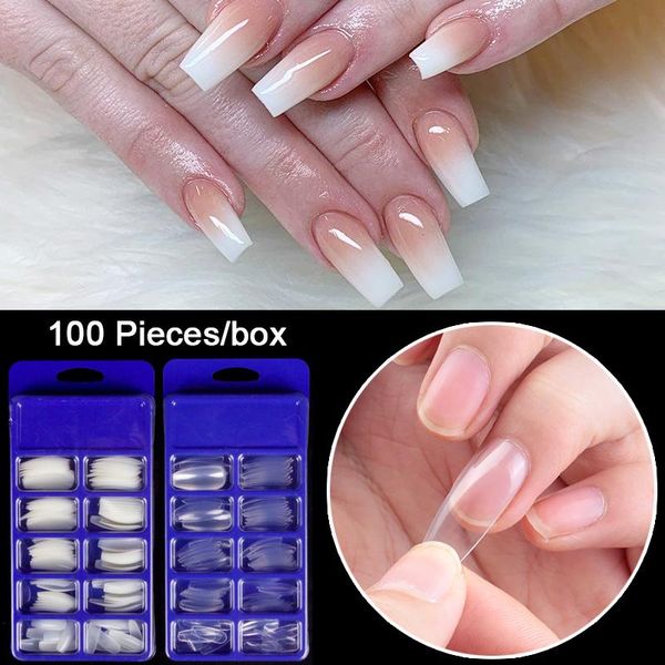 

false nails 100pcs/box acrylic coffin long ballerina fake art press on professional full cover fasle nail fingernail tips, Red;gold