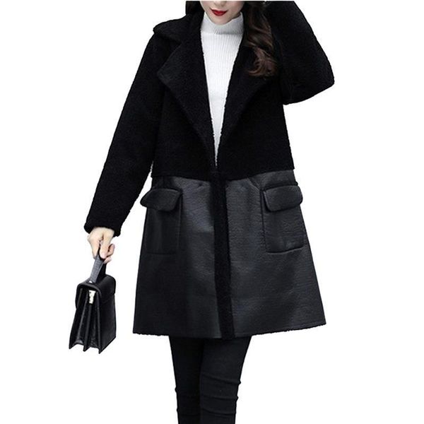 

autumn winter both sides wear leather coat women plus size 5xl plus velvet thicken loose outerwear female flocking jackets 3071, Tan;black