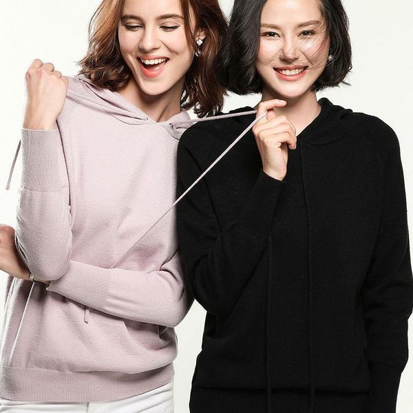 

fashion casual hooded sweater woman winter knitting pullovers long sleeve knitted solid women pullovers sweater warm1, White;black