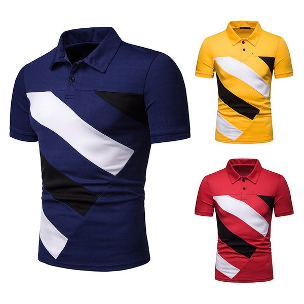 

men's new summer fashion leisure slim british style color matching mens european code short-sleeved polo shirt men, White;black