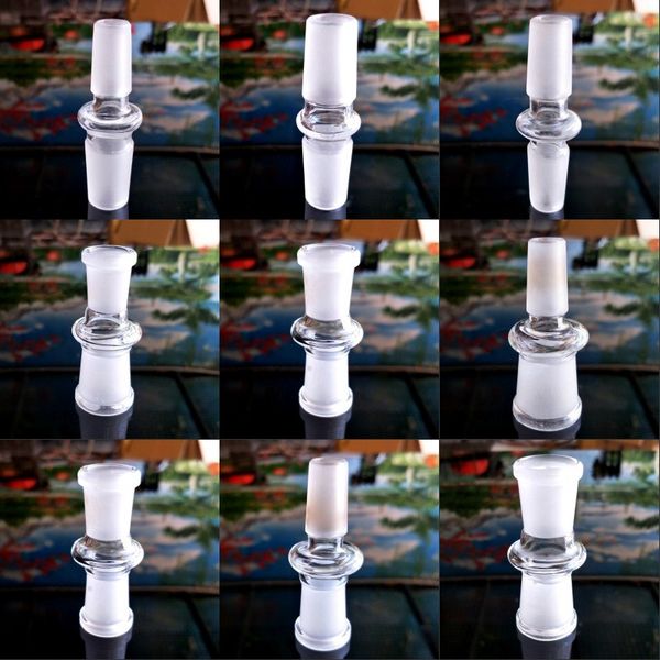 Bongo acessórios de fumar adaptador branco vidro conector de água tubos de água masculino fêmea 14mm 18mm conversor multi tamanho conveniente 3fd n2