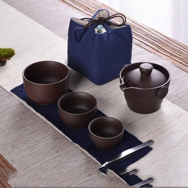 

фиолетовый песок один горшок два чашки портативной дорожной сумки простая керамическая кунг-фу чайный комплект фильтра чайник чайник jllycs