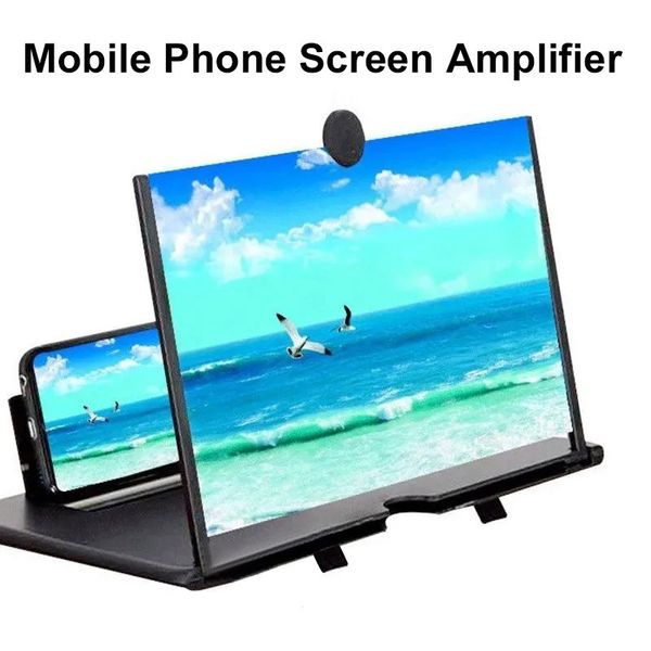 12 pollici 3D HD Supporto per telefono cellulare Lente d'ingrandimento per schermo Proiettore Protezione per gli occhi Film Imparare Estraibile Pieghevole Moda Altezza regolabile Amplificatore per schermo