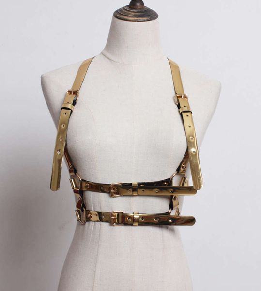 

super golden mirror pu quality strap belt metal future versatile nightclub singer dj performance, Black;brown