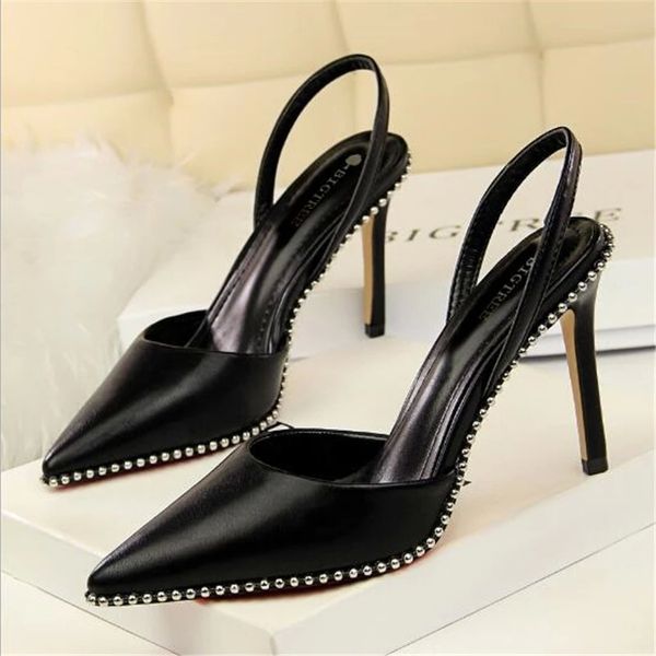 

bigtree women pumps summer women shoes high heels suede heel sandals crystal wedding shoes party kitten heels #uk9a, Black