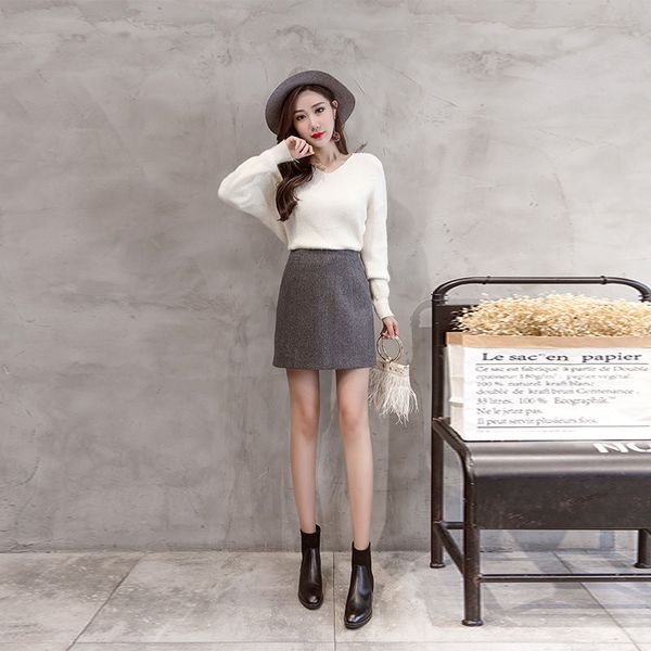 

new 2021 above the knee, hip pack miniskirt winter vintage a-line skirt high female y394 dm3w ssvx, Black