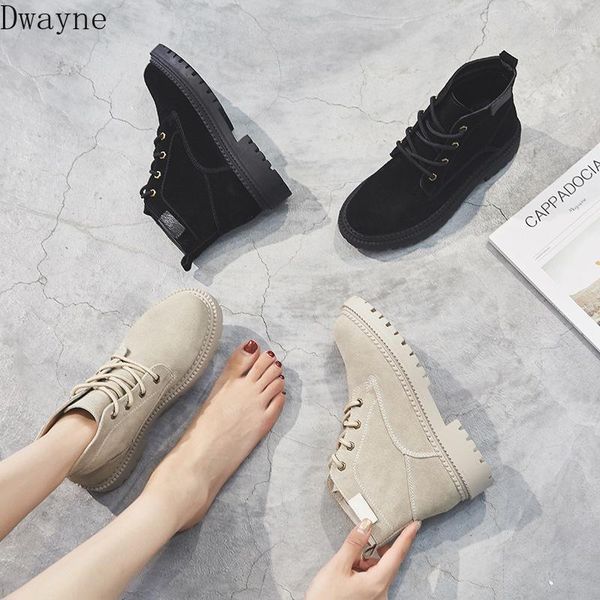 

boots 2021 autumn and winter women british style leather comfortable plus velvet warm casual boots1, Black