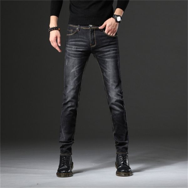 

thin 2020 torn breech stretch thin-fitting hop mark denim brem pants fashion man's ankle zipper aigw, Blue