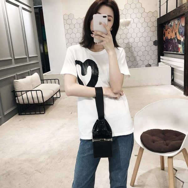 

y0824 love printed for women lovers fashion brand loose short sleeve t-shirt, Black;gray