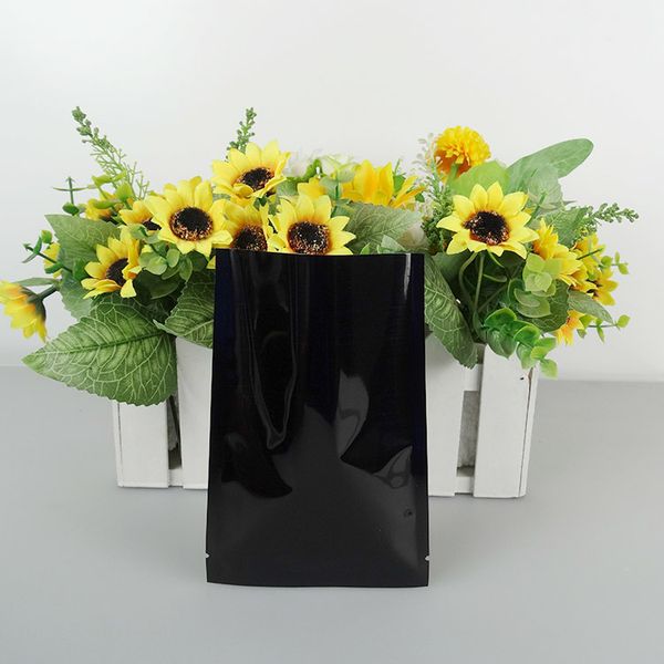 

nuts packing 10*15cm storage food heat sealable snack mylar vacuum pouch 100pcs/lot open black flat aluminum foil ba2209