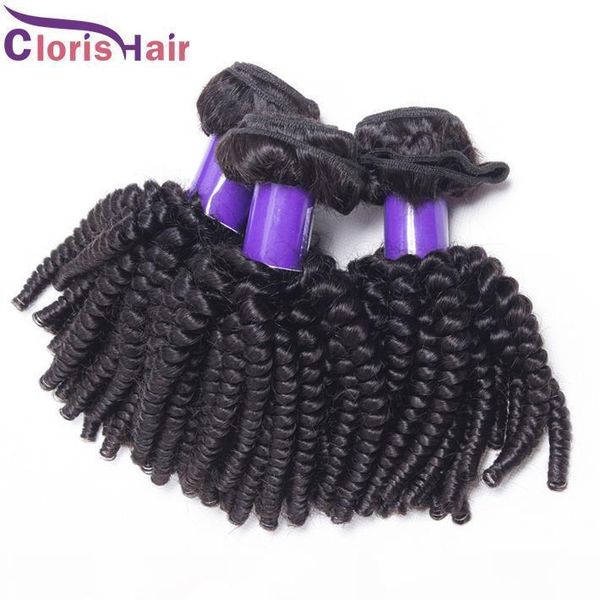 

new arrival indian afro kinky curly hair extensions halo full aunty funmi bouncy curls human hair weave 3 bundle deals, Black