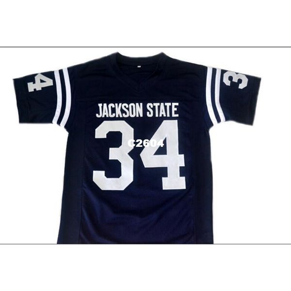 

2604 custom #34 walter payton jackson state college jersey size s-4xl or custom any name or number jersey, Black