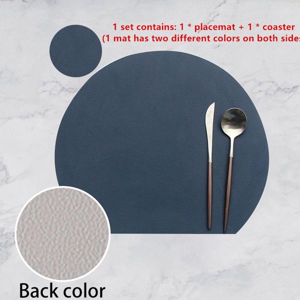 

tableware pad placemat set semicircle heat lnsulation non slip leather dining table mat set bicolor cup coaster kitchen wmtccs