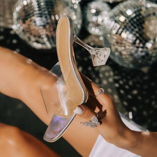 

sandals pvc transparent high heel peep toe shoes for women summer heels party woman wedding slippers shoes1, Black