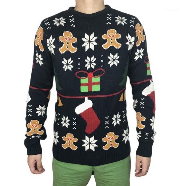 

funny gingerbread man ugly christmas sweaters for men and women kawaii ladies knitted knitted xmas pullover jumper oversizd -xl1, White;black
