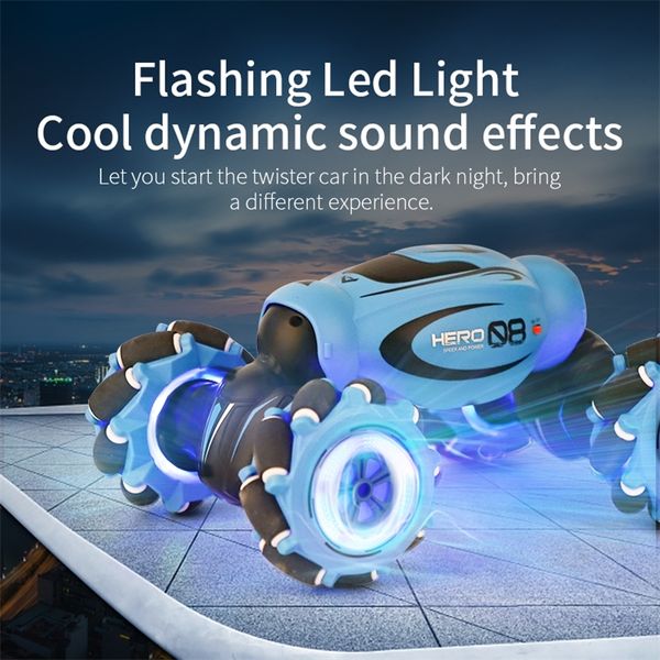 

2.4g electric remote control off road gesture sensing double sided flip rc stunt car led light rc stunt car rc toy gift for kids 201212