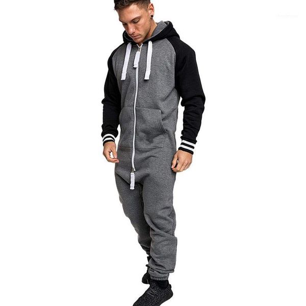 

autumn jumpsuit men long playsuit long sleeve one-piece garment non footed pajama set hoodie warm fur sweatshirt1, Gray