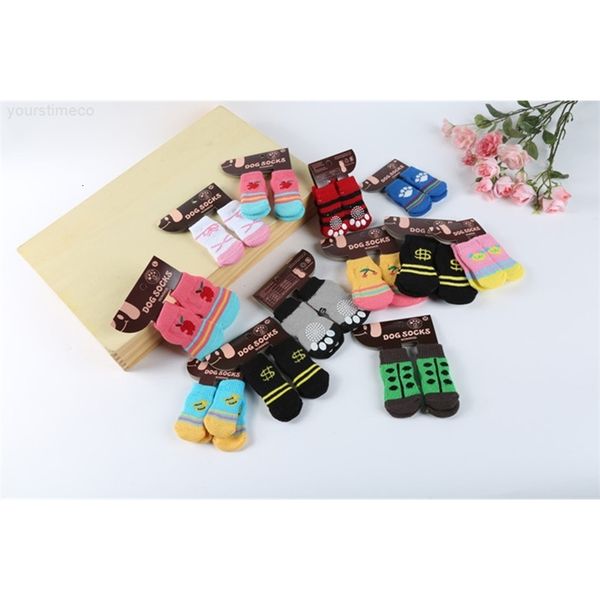 

cute cat winter for puppy dogs soft cotton anti-slip knit weave sock skid bottom dog socks pet supplies
