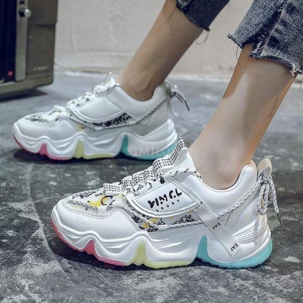 

women sneakers rainbow outsole fashion lace up sport shoes popular in ins flat platform zapatos de mujer plataforma, Black