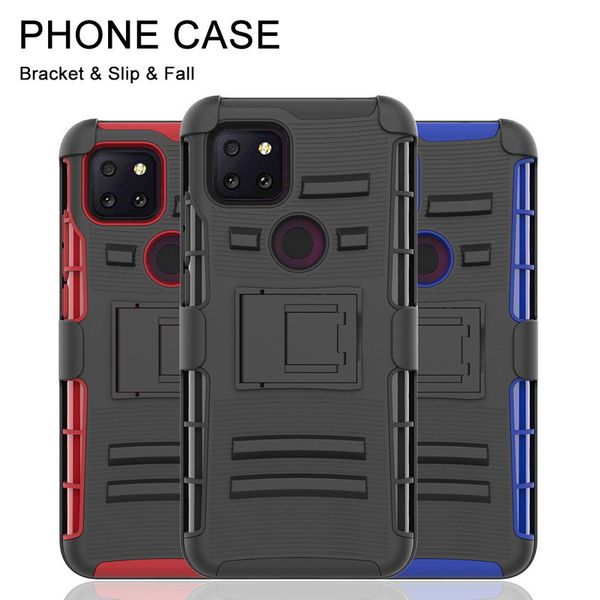 

tcl t-mobile 3 in 1 mobile case front/back shell + holder anti-fall protection cell phone bag for revvl 4 plus / 5g