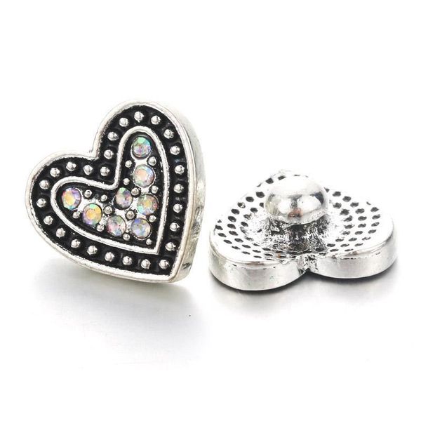 

10pcs lot new heart shape snap jewelry 12mm snap buttons with rhinestone charm button fit snap bracelets bangles for women h qylvce