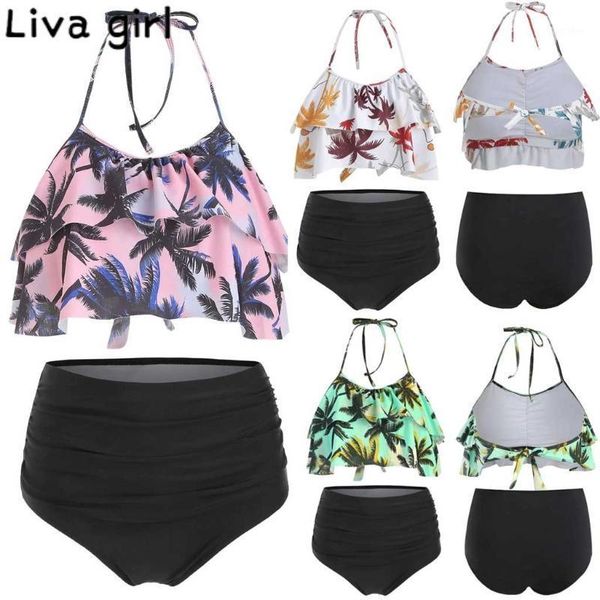 

women's swimwear liva girl women palm print bikini mujer push up padded bathing swimsuit female monokini biquini swim suit tankinis1, White;black