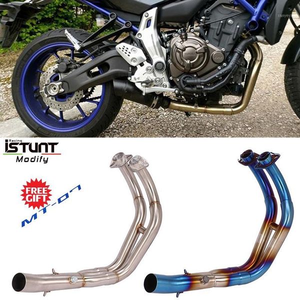 

mt07 front pipe motorcycle exhaust muffler modified stainless steel front pipe slip-on for yzf mt-07 2014 - 2020 2020 fz071