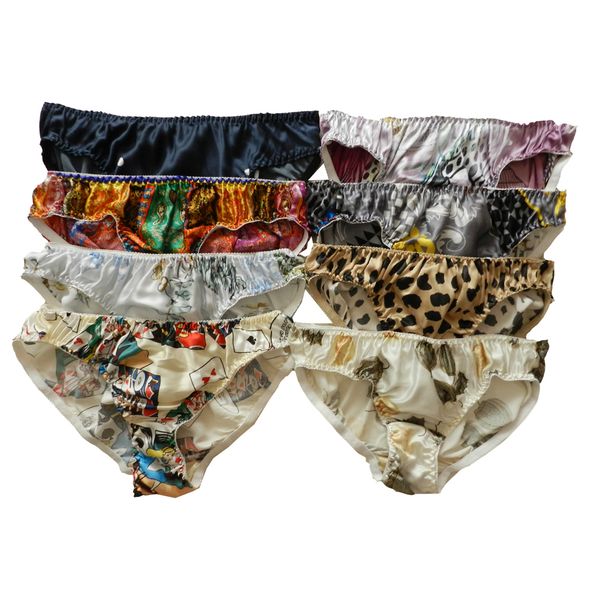 

yavorrs 8pcs womens bikini panties 100% pure silk pattern 8 pairs, Black;pink