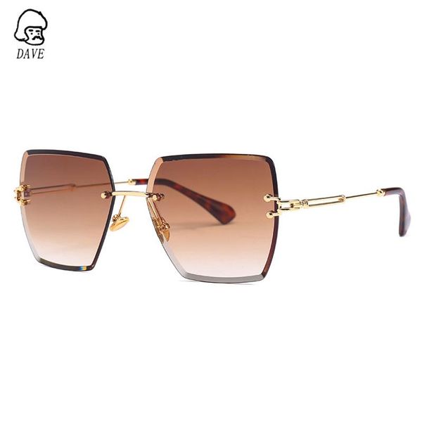 

sunglasses dave square rimless women brand designer gradient lens clear sun glasses ladies luxury vintage oversized eyewear, White;black