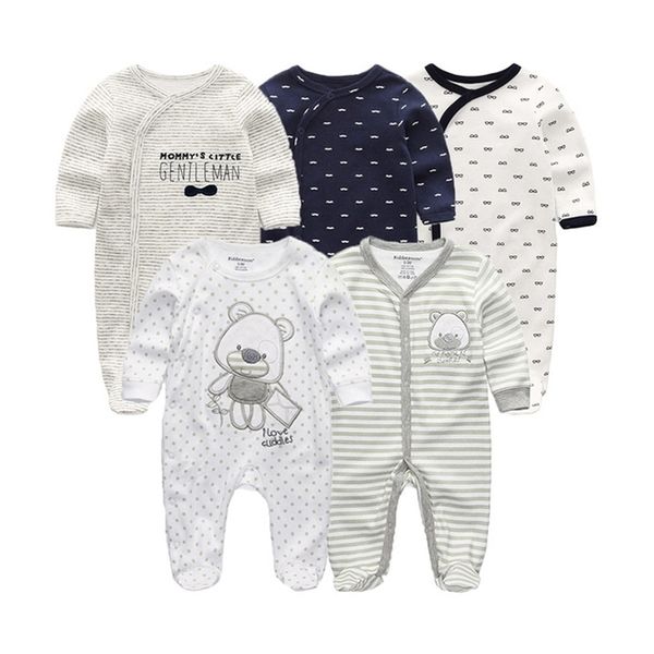 

2020 5pcs/lot baby girl clothes 0-12m bodysuits newbron baby boy clothes long sleeve jumpsuit pajamas roupa de bebe lj201023, Blue