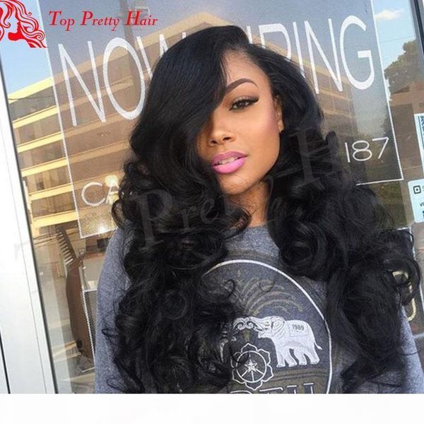 

brazilian virgin hair wigs loose wave glueless african american full lace wigs loose curl human hair lace front mongolian wigs, Black;brown