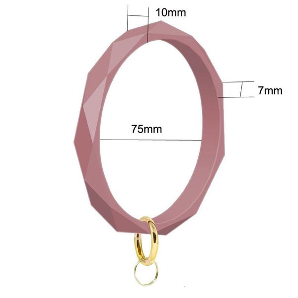 

keychain keyring monogrammed bangle large wristlet circle key ring faced silicone bracelet holder for women girlso19e, Silver