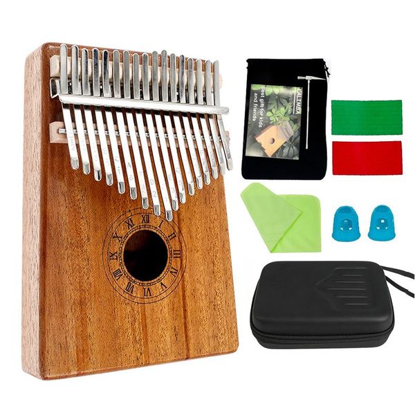 

17 keys kalimba thumb piano sapele mahogany body musical instrument clock finger piano instrument with acc wmtwcl