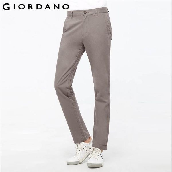 

giordano men khaki brand clothing pantalon hombre casual cotton-blended trousers khaki pants solid color trousers1, Black