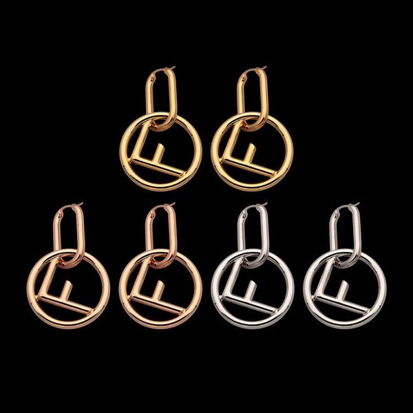 

wholesale large f letter ring earrings women's yajin fd earrings for women, Silver