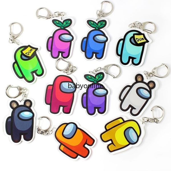 

us stock 6cm among us keychain games amongus key chain for car keys decoration accessories toy peripheral pendant gift for boyfriends