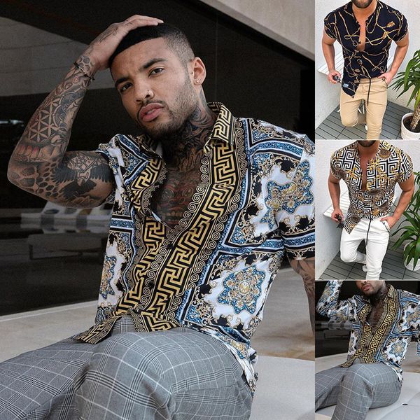 

new plus sizes 3xl men's casual vintage shirts short sleeve summer hawaiian shirt skinny fit various pattern man clothes cardigan blous, White;black