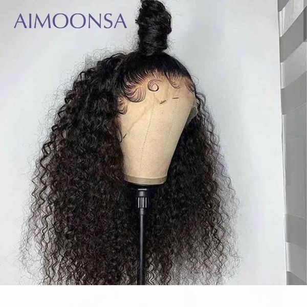 

kinky curly lace front wigs 13x6 deep full lace human hair wigs 250 density wig preplucked glueless full remy, Black;brown